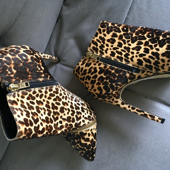 Renvy Calf-Hair Leopard Print Booties - Picture 3 of 5